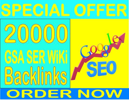 Super SEO- 10,000 GSA SER WiKi Backlinks increase you...