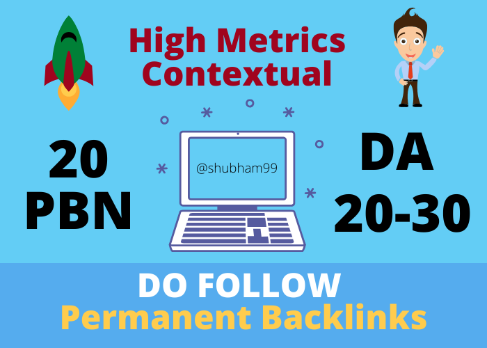 20 PBN DA 20-30 High Metrics Do-Follow Permanent Backlinks