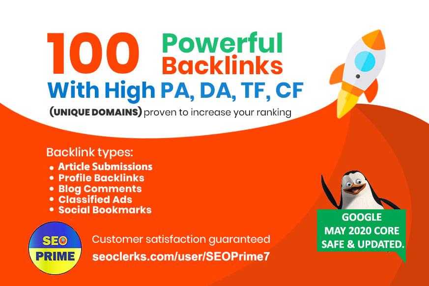 Increase Ranking with 100 Unique Domain High Authority Backlinks PA DA TF CF (Upto 100)