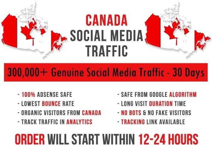 Send original 5k-300k Canada based Social Media traffic