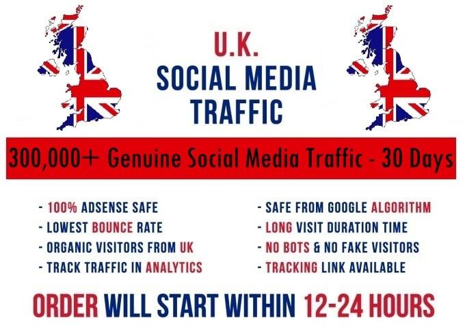 Send actual 5k-300k UK based Social Media traffic