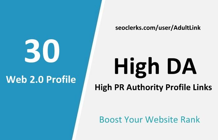 Manually Top 30 Web2.0 Profile Links From PR9 for Adult websites
