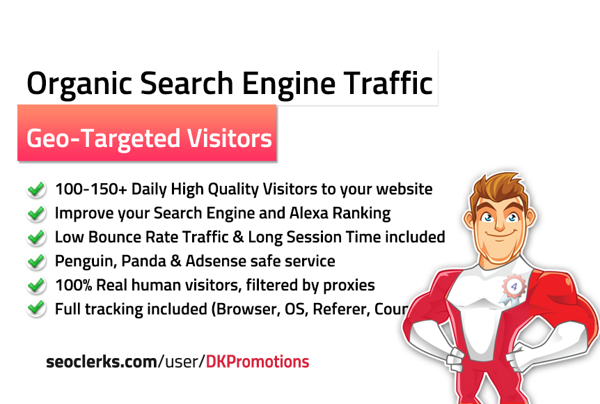 ORGANIC Keyword Targeted Search Engine Traffic w/ Bounce Rate Booster