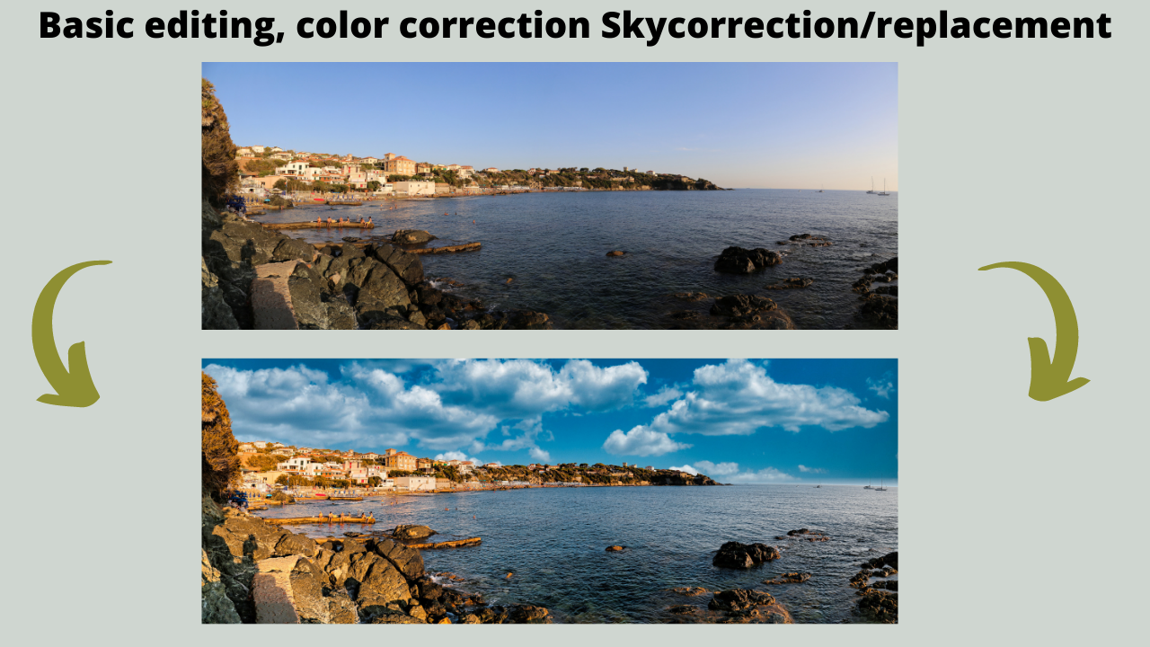 remove background, cut out unwanted object basic editing, sky correction/replacement up to 3 images 