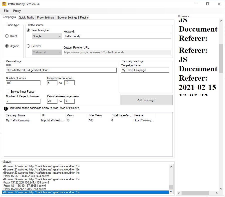 Traffic Buddy - Generate Unlimited Organic Traffic Bot Generator View