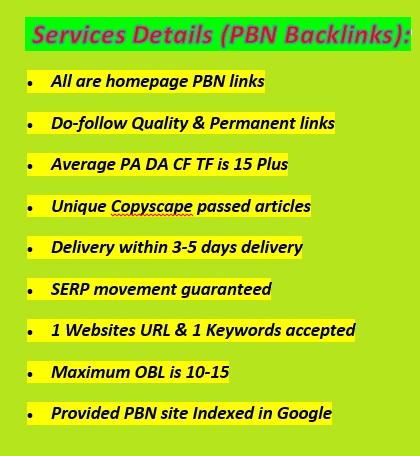 Manually Create High Authority Backlinks(PBN & Do-follow Quality) for your Websites