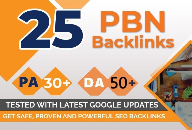 I will provide extremely powerful 25 homepage pbn da 50 plus to rank booster