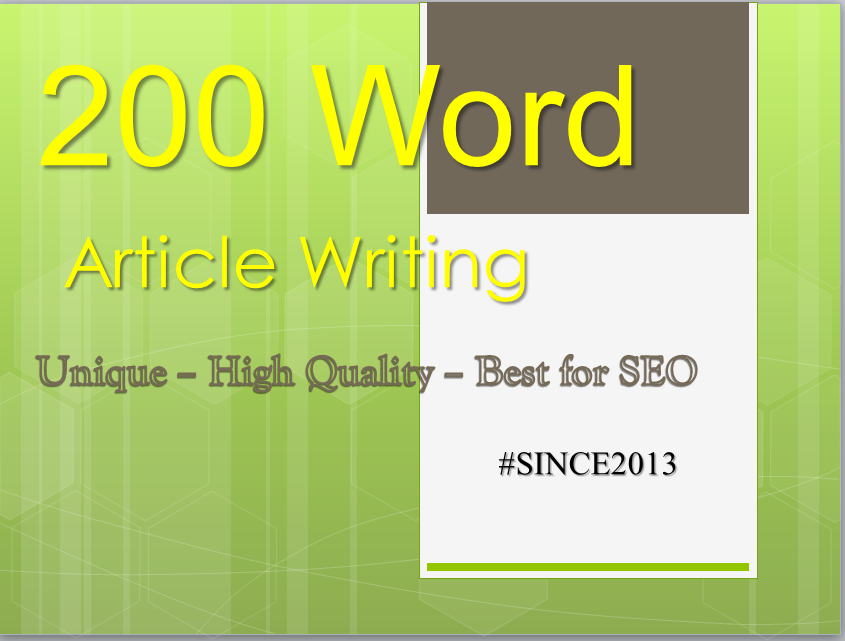 200 Words Article Writing - Best Seller