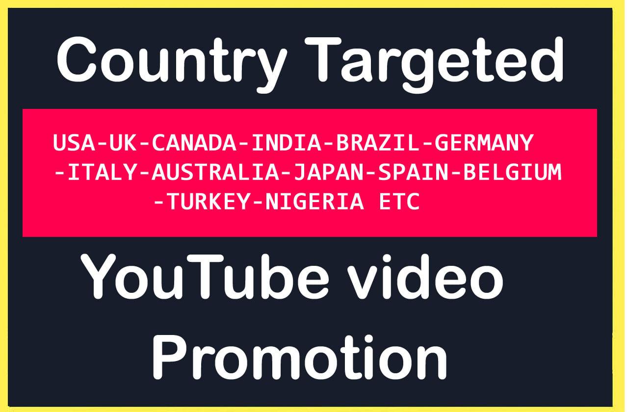 Targeted YouTube video Promotion in USA, UK, Italy, Australia, CANADA Etc Top Country's