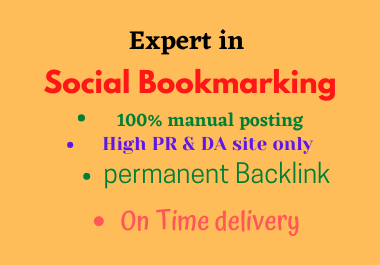 I will do 50 Bookmarking on High DA site Manually 