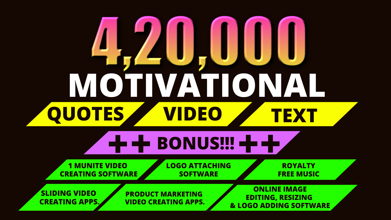 I will give 420k inspirational motivational images, quotes, fitness, video, books