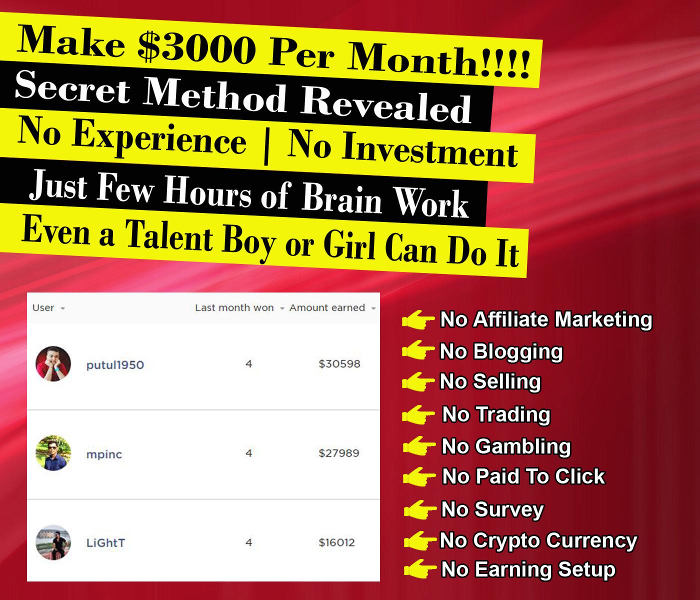 Mind Blowing Make Money Online Secret Revealed | 3000 USD Monthly