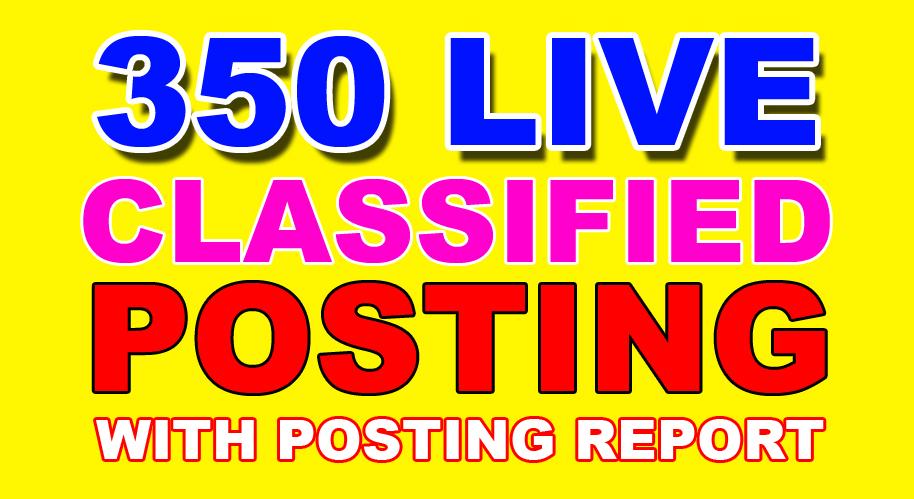 350 classified ads posting service with live link report any country