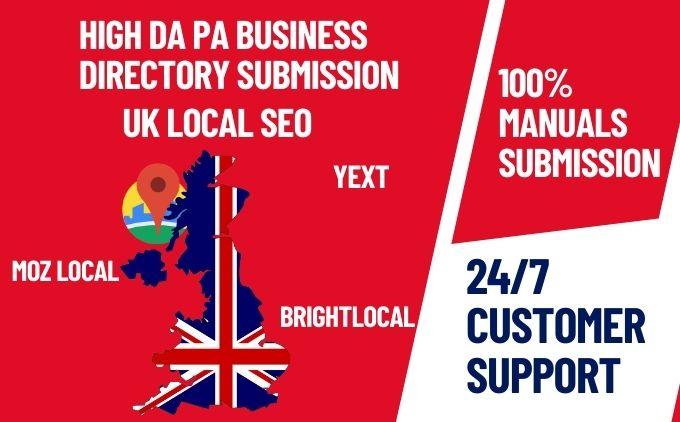 I will Create 350 UK local citations or Local Business Listing and Directory submission, local SEO 