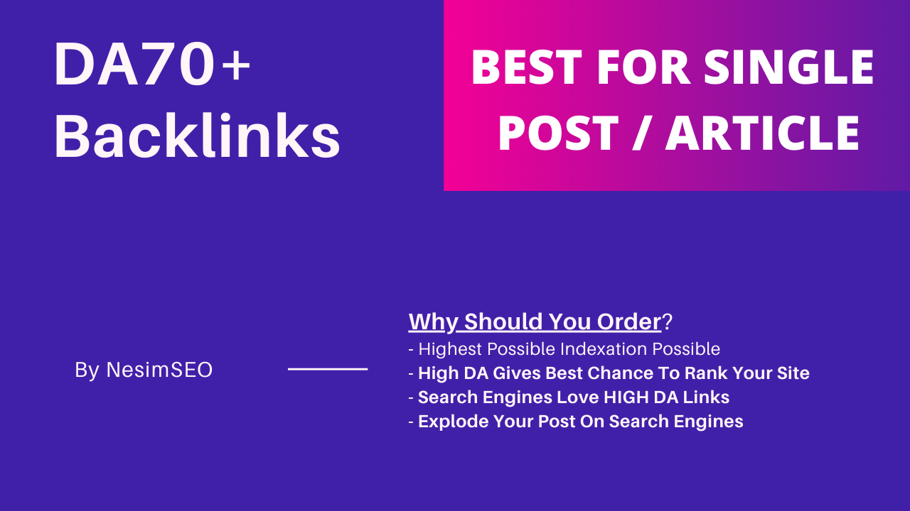 15 DA70+ Backlinks + Paid Indexer Included For Free