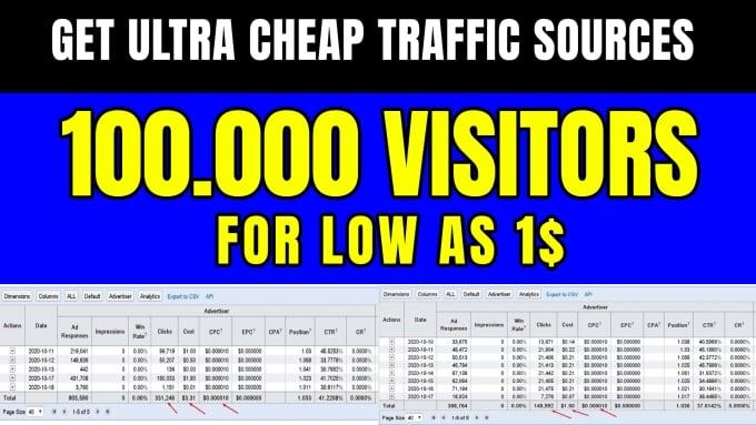 I will give you Traffic Source 100k visitors for 1$ - Use For Resell- CPA or something other