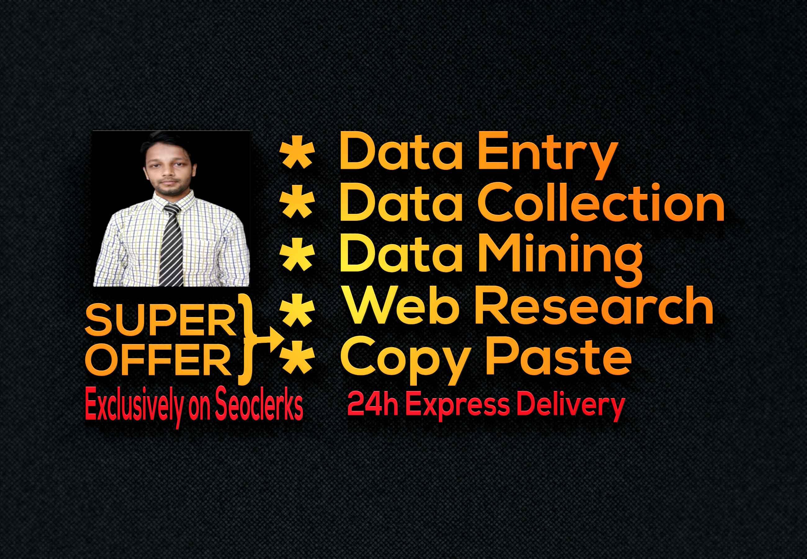 I will be your virtual assistant for Data Entry, Web Research, Typing, Copy paste, Excel ETC