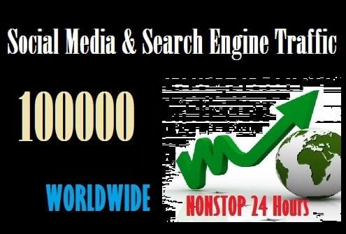 100000 Web traffic from Social Media and Search Engine Worldwide