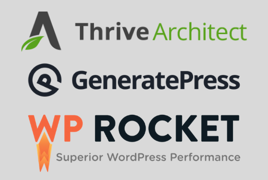 I will install thrive architect, generatepress theme, focus blog and wp rocket