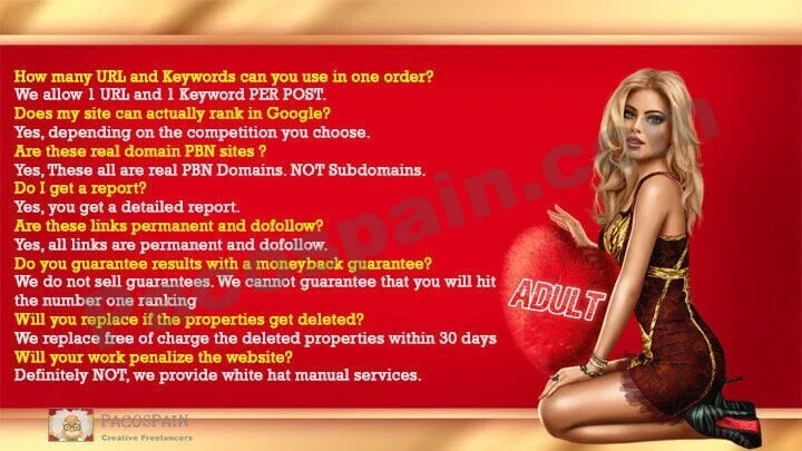 We create 3 Permanent DR 40+ Homepage PBN Dofollow Backlinks for your adult website