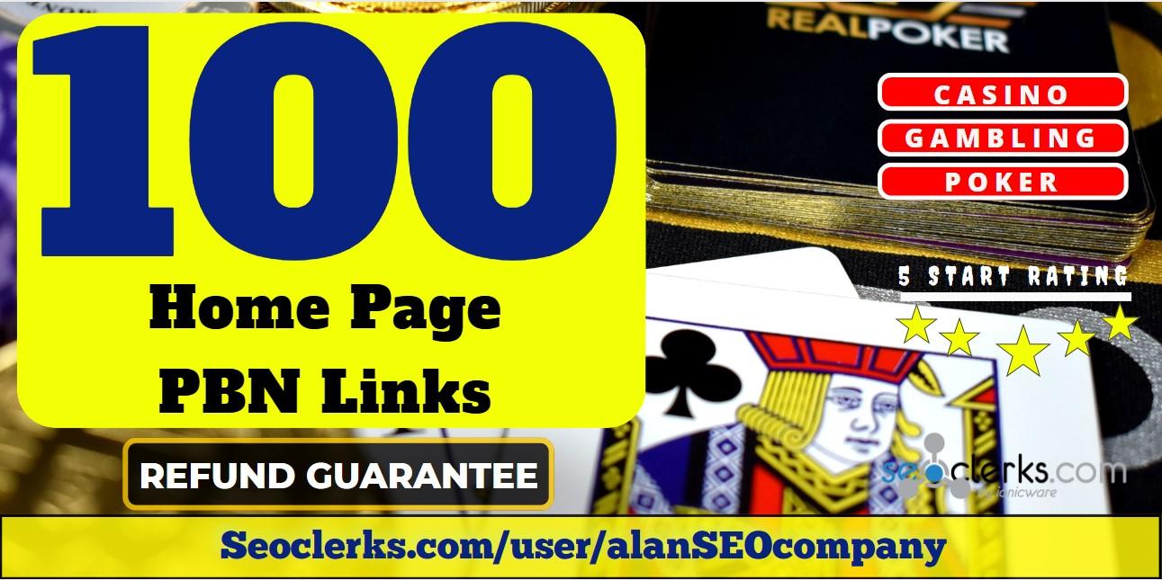 100 Casino,Poker,Gambling DA 65+ Permanent PBN Links