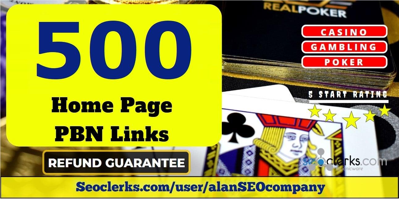 500 Casino, Poker, Gambling DA 60+ Permanent PBN Links