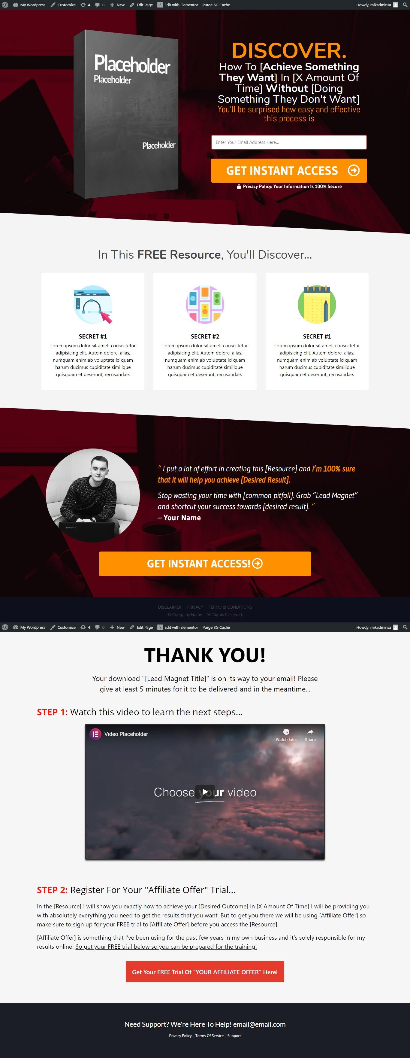 Convert funnel from unbounce, leadpages, convertri, builderall or instapages to wordpress & SEO