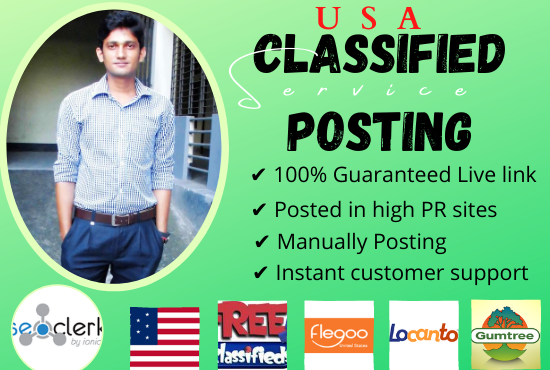 I will Do 100 Classified Ads Posting Manually in USA