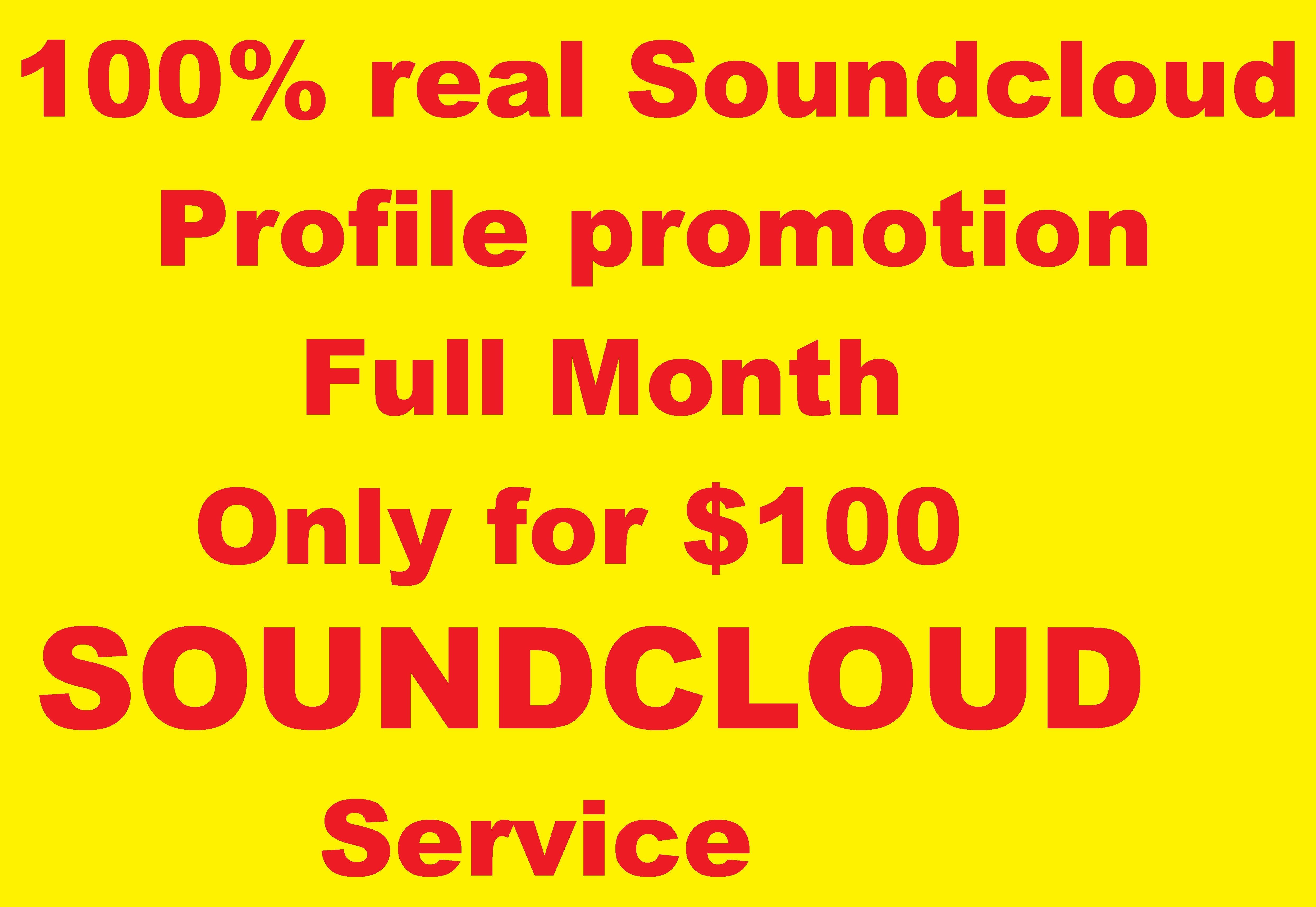 Promote your Soundcloud profile full month