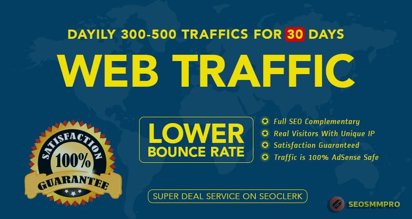 Do Keyword Target, Worldwide and Targeted Country Website Traffic with Low Bounce Rate For 30 Days