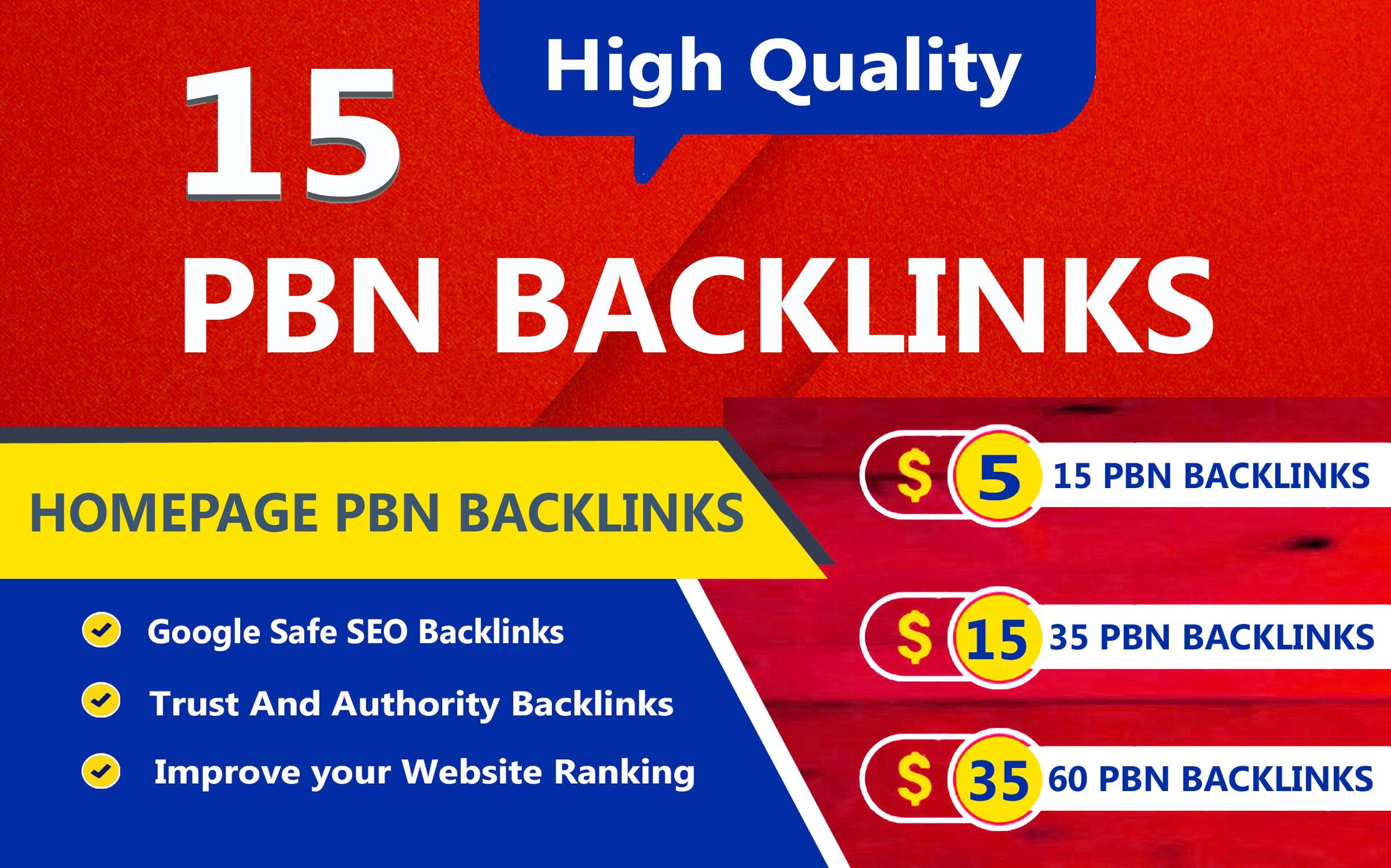 Build 15 High TF CF DA PA Homepage PBN Backlinks, Dofollow links