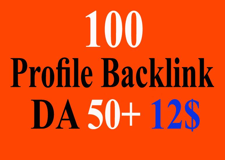 High Quality 100 High Authority Profile Backlinks 50+ DA PR