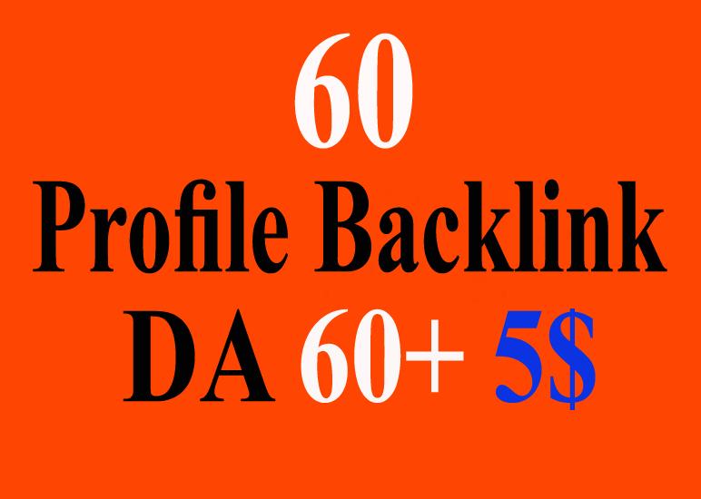 High Quality 60 High Authority Profile Backlinks 60+ DA PR 6-9