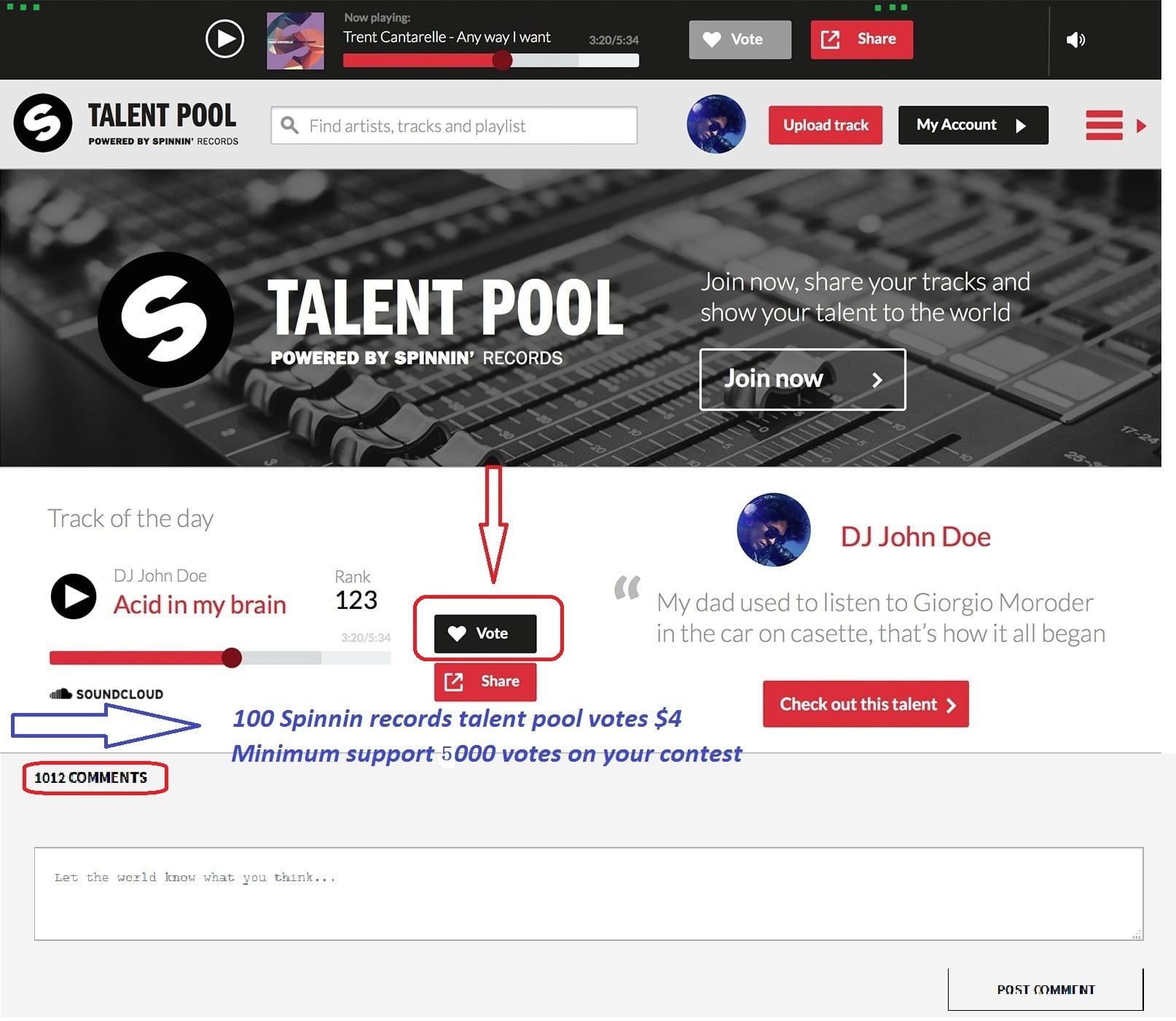 Promote 100 Spinnin Records Talent Pool Votes For Your Track