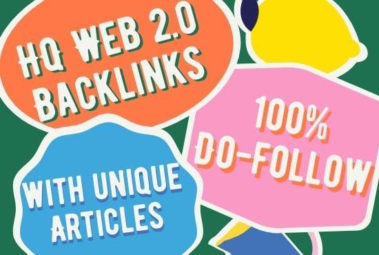 Create 20 Manual Web 2.0 Do follow 50-90+Da Backlinks With Login Details