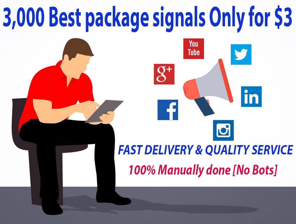 Build Naturally 3,000 Social Signals from authorty smm sites to Boost your website