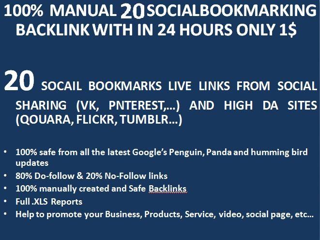 Manually 20 Instantlive Social Bookmarking links For Your Website or page or video within 24 hours