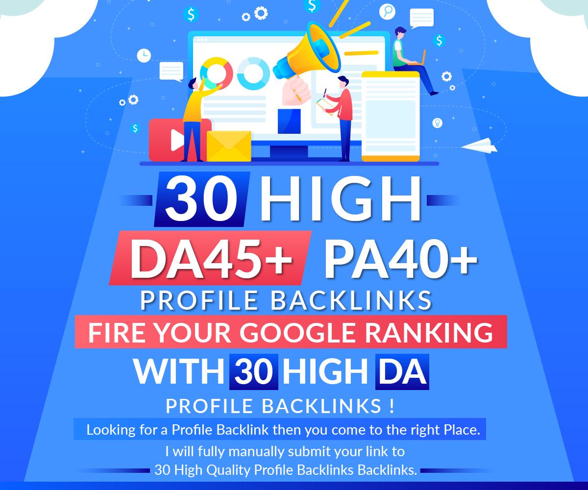 I will do 30 High DA PA Profile Backlinks