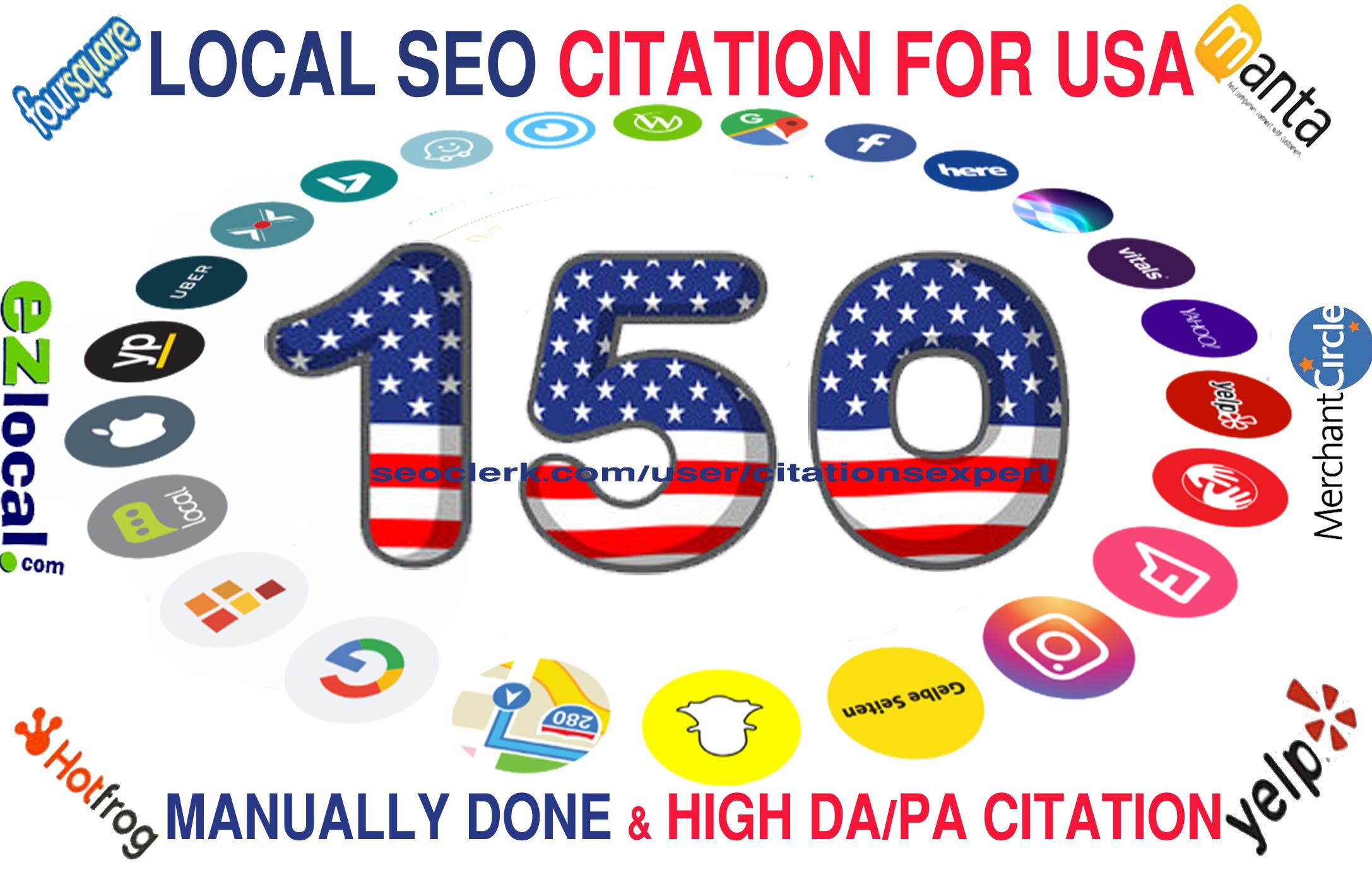 I will Build Top 150 Live USA Local Citation/Listing for Local SEO. 100% Satisfaction Guaranteed !!