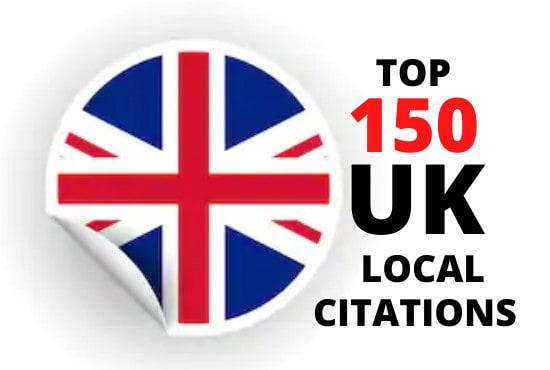 I will create Manually Best 150 Live UK Local Citations/Listings. Satisfaction Guaranteed