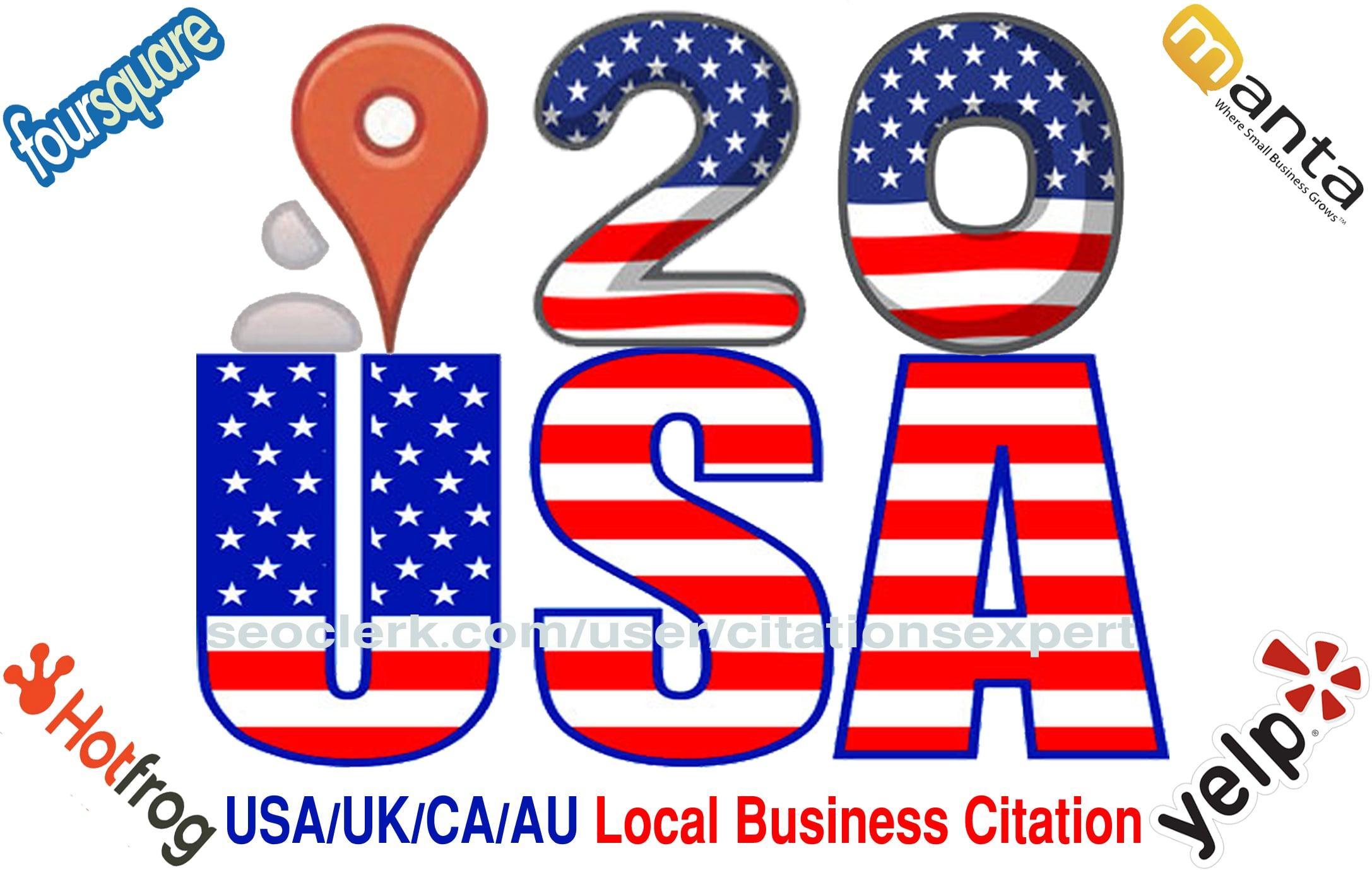 Get Accurate Top 20 Live USA/UK/CA/AU Local Citations for Local SEO