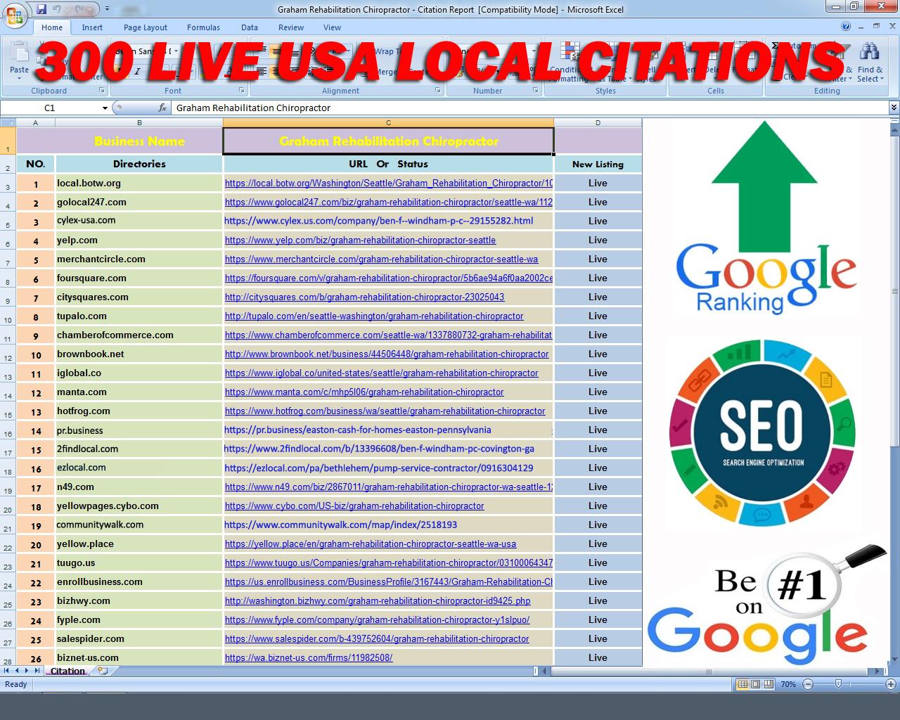 you will get 300 Instant Approved USA local citations for your business listings