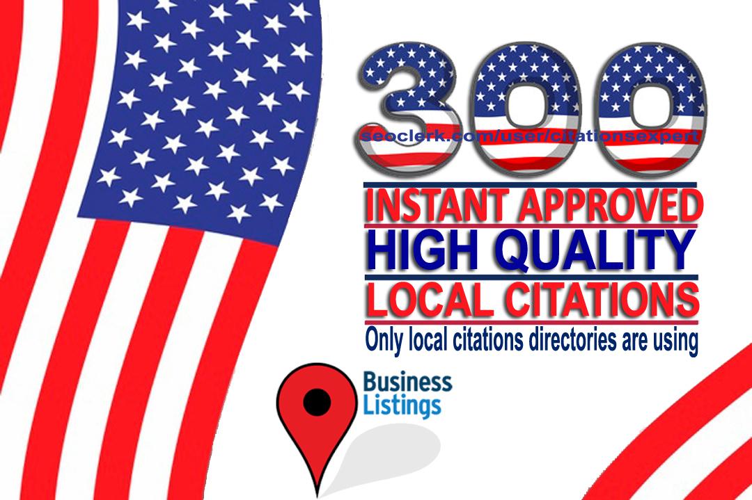 you will get 300 Instant Approved USA local citations for your business listings