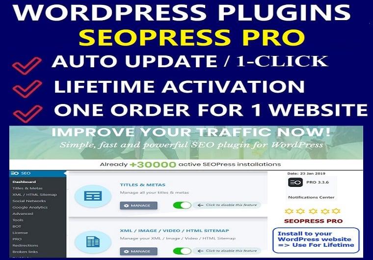 Install SEOPress Pro WordPress Plugin With License Activation For One Website