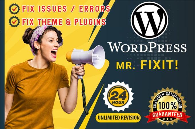 I will fix wordpress issues, errors or problems