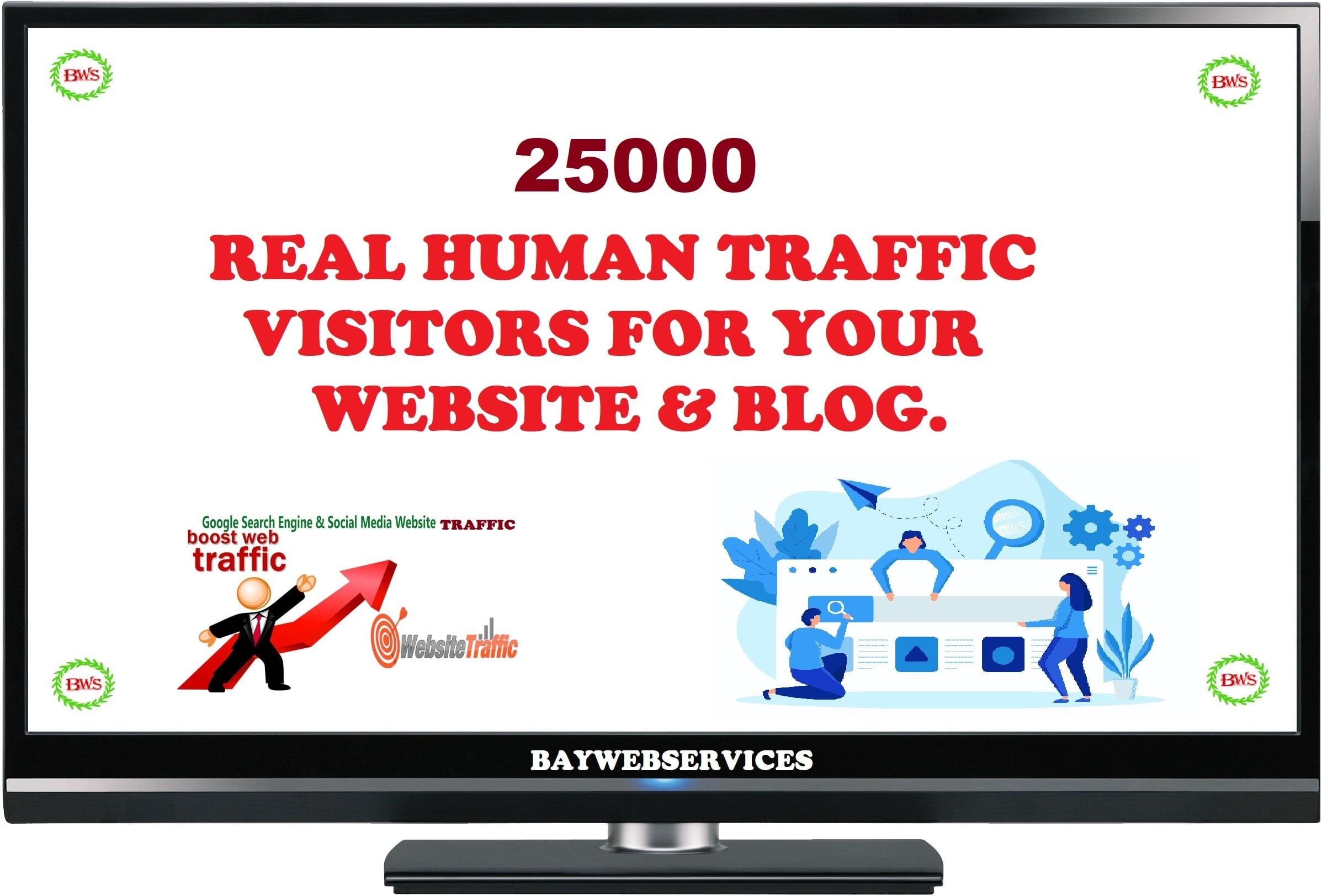 25000 Real Human Traffic & Social Visitors to website and blog