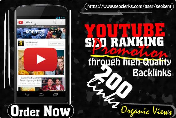 YOUTUBE SEO RANKING - Promote Your YouTube Video through 200 high-quality Backlinks 