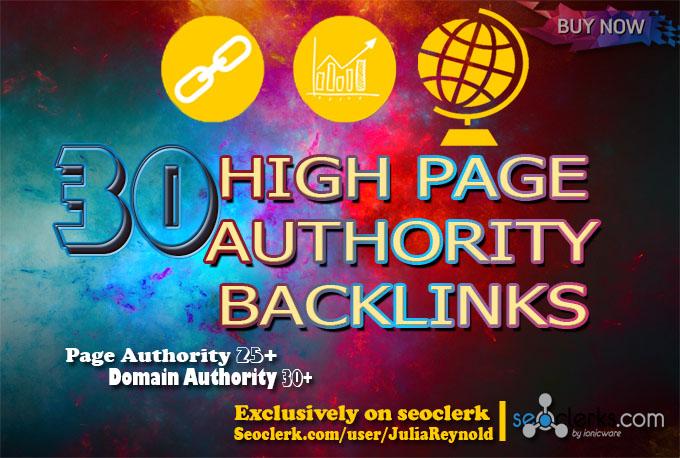 30 high page authority back-links on high Domain Authority 