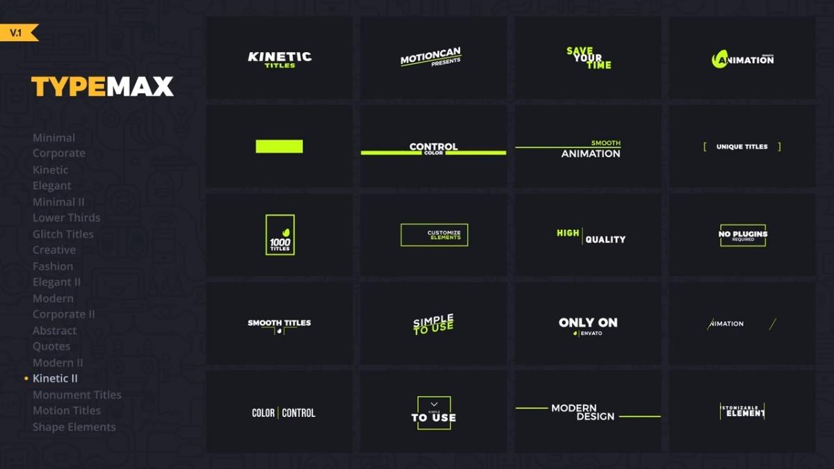 I will send 1000 projects after effects title motion animated