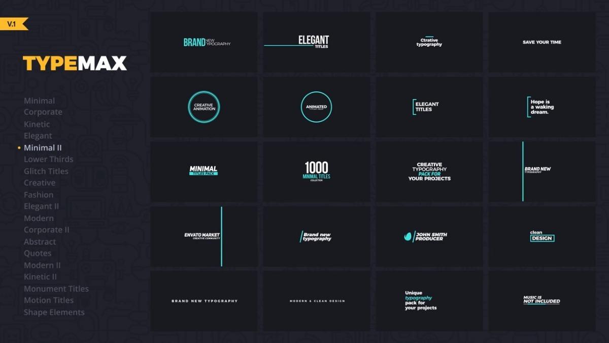 I will send 1000 projects after effects title motion animated